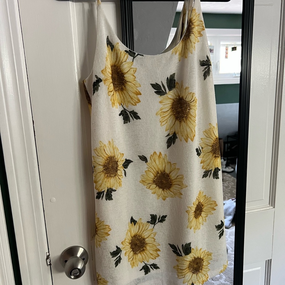 Oh Polly Sunflower Print Mini Dress - Yellow and White